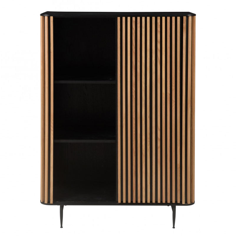 Komoda wysoka Linea dębowe lamele drewniana 135x45x98cm