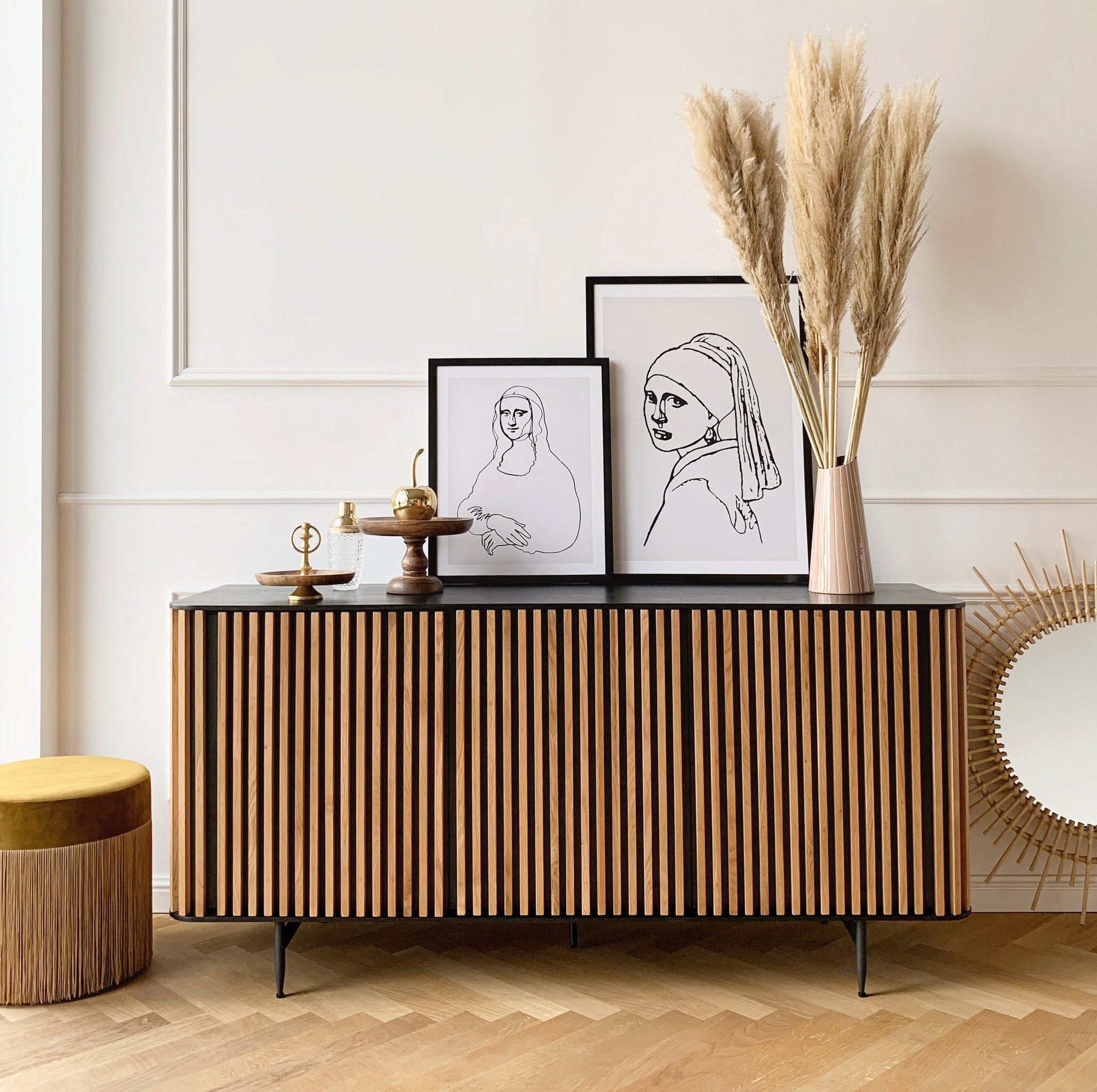 Dębowa komoda 3-drzwiowa LINEA