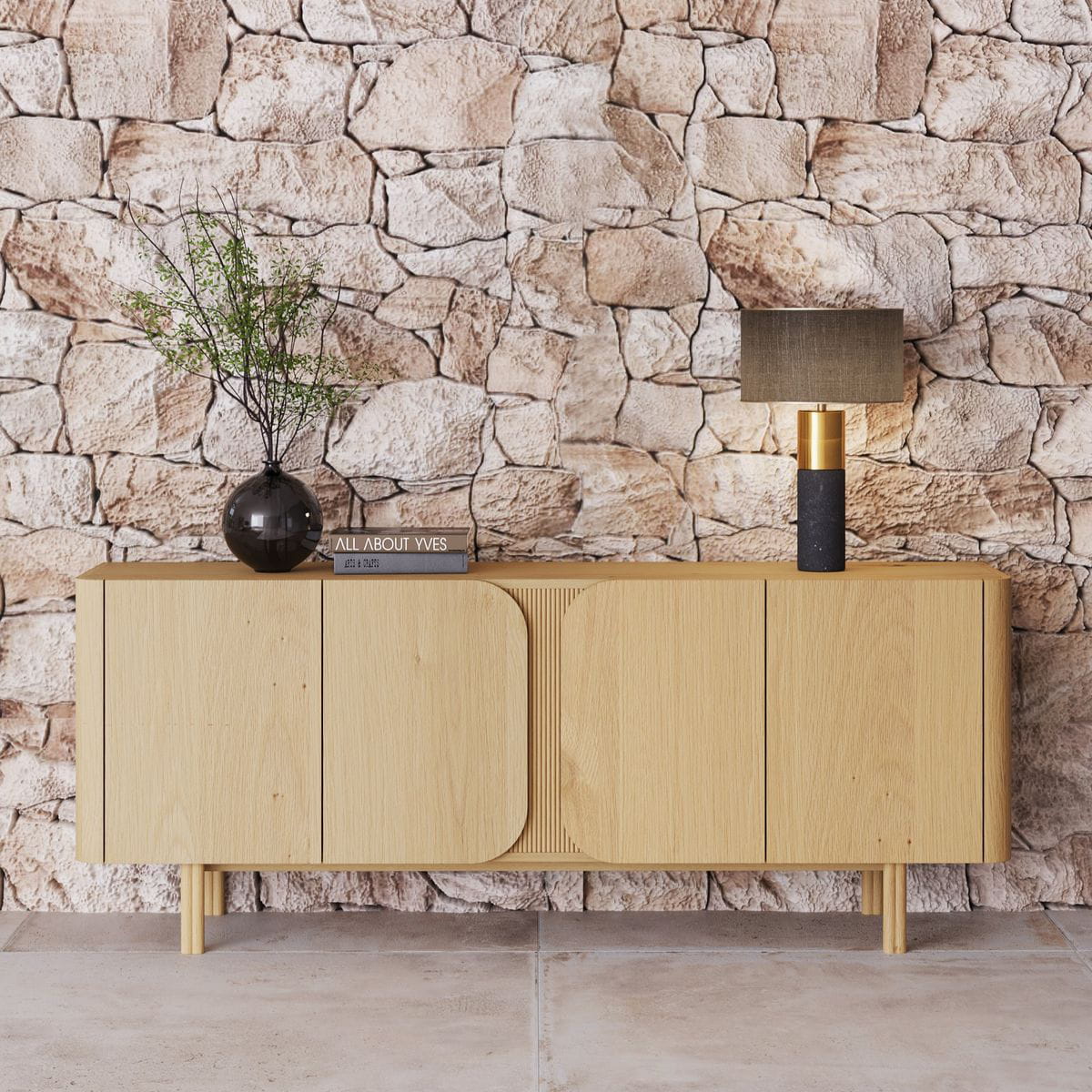 Komoda SIROCCO 200 cm 4-drzwiowa z naturalnego dębu