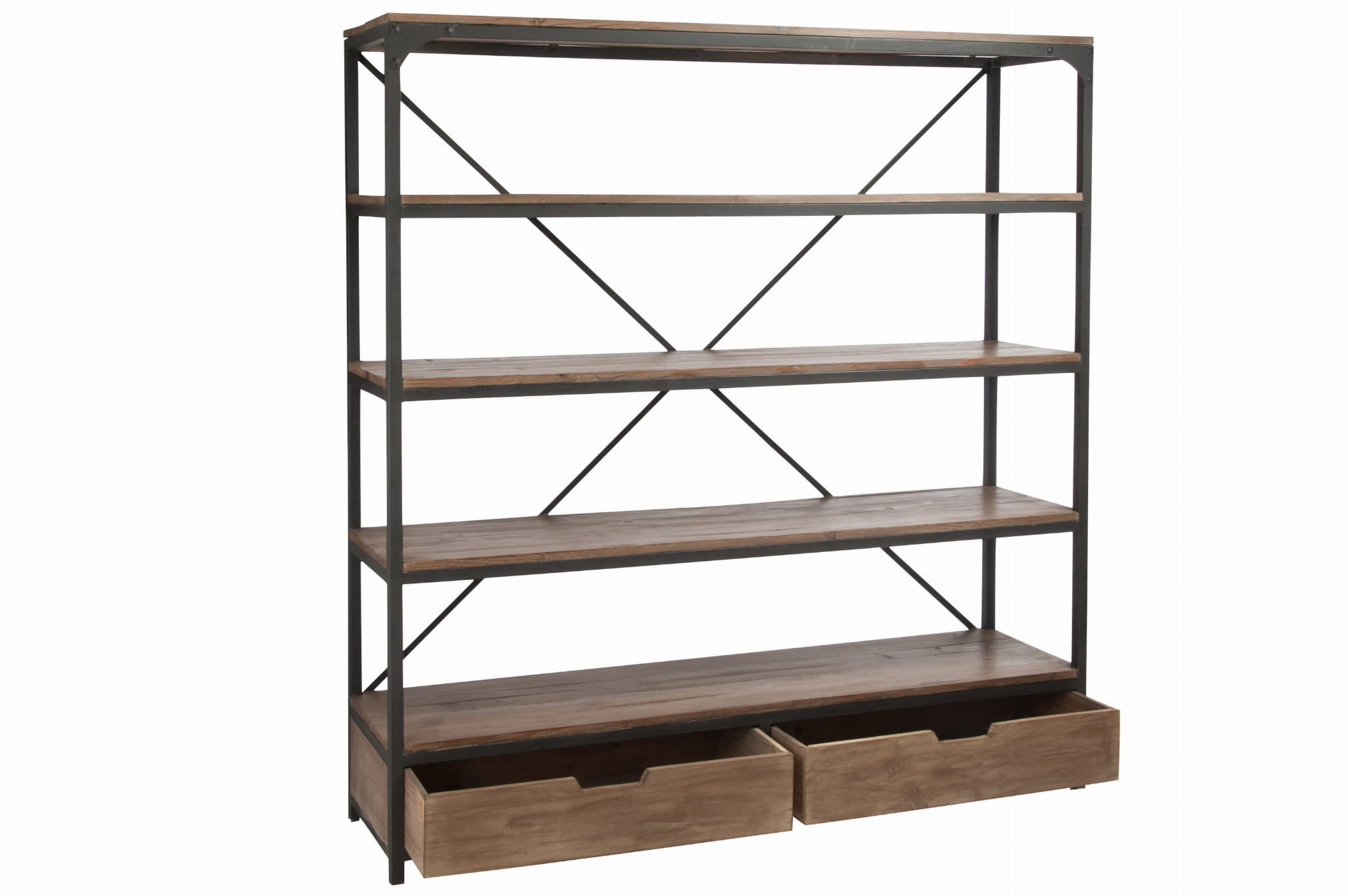 Regał FORGE drewno metal 180x45xh190 cm