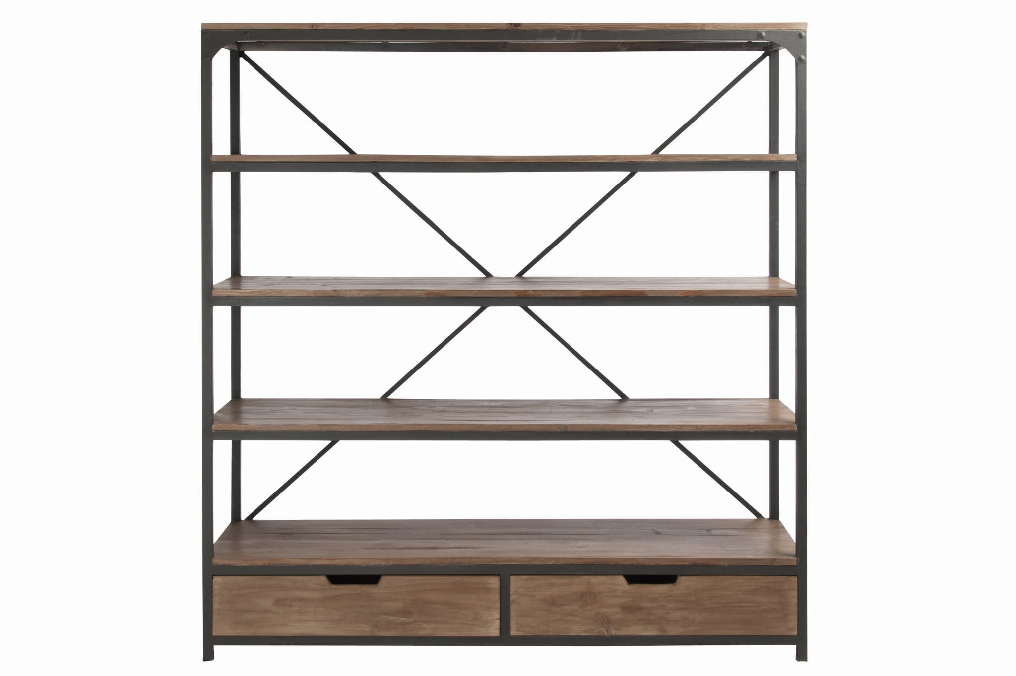 Regał FORGE drewno metal 180x45xh190 cm