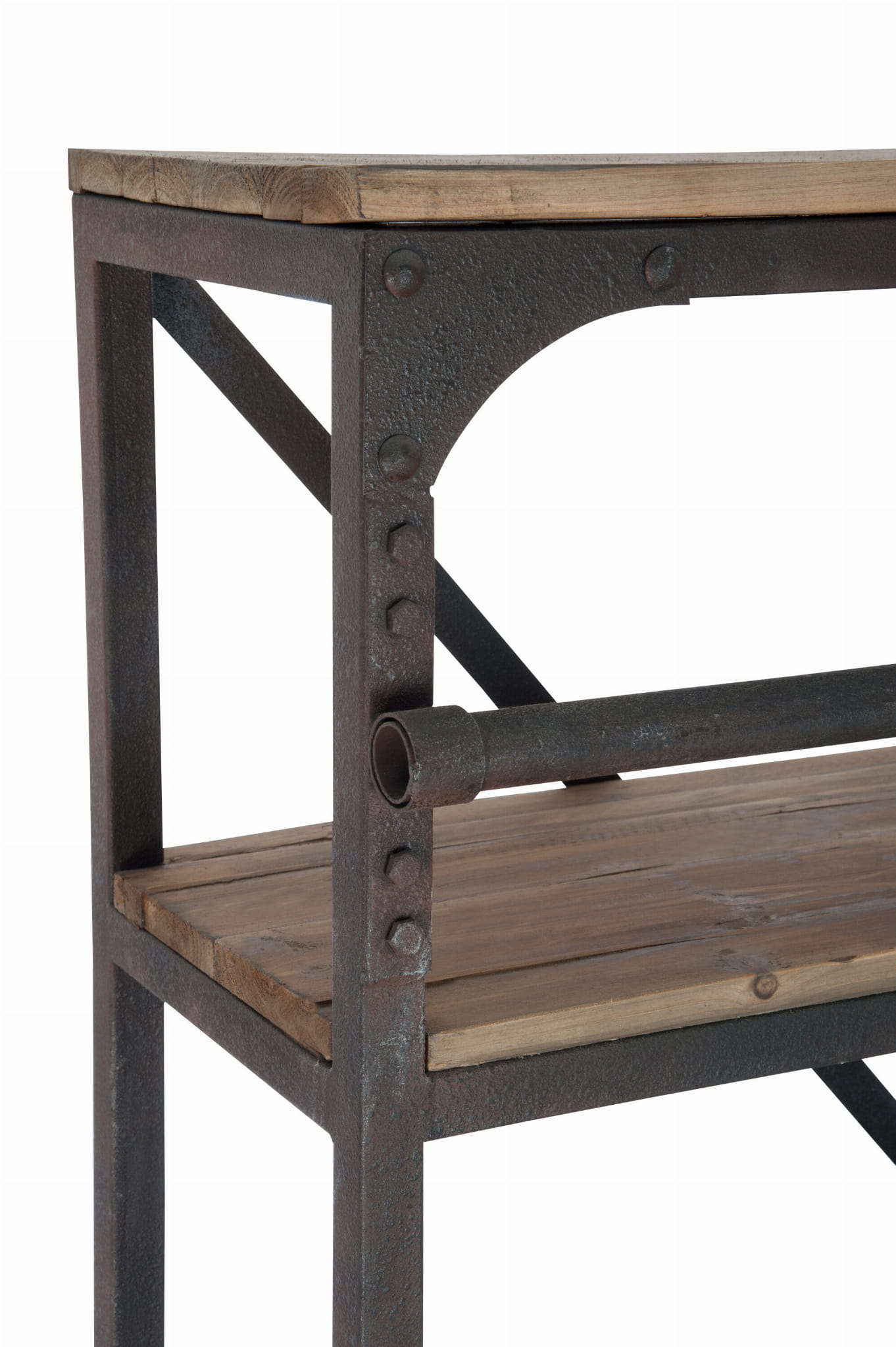 Regał RIVET z drabiną drewno metal 160x45xh243 cm