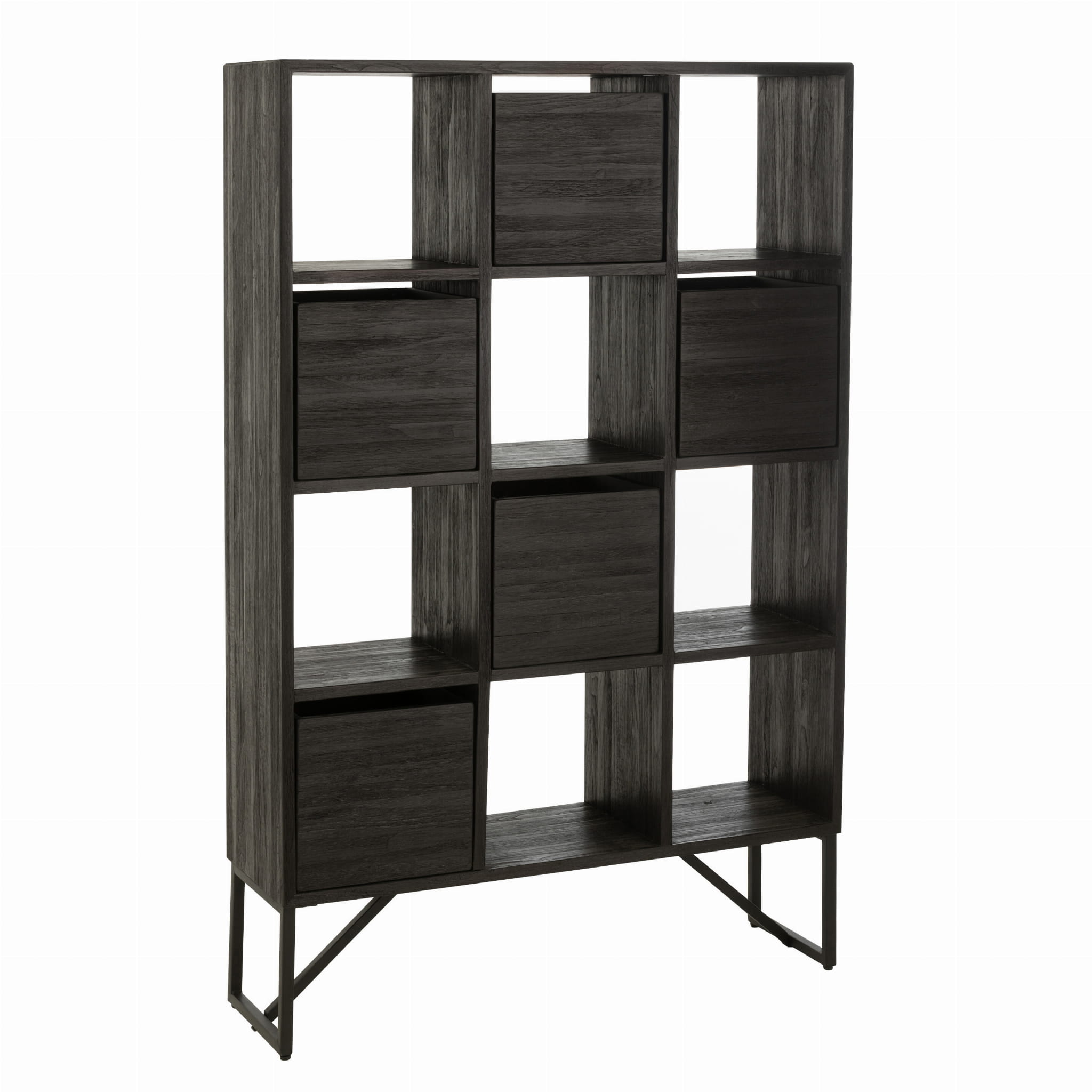 Regał z szufladami NOIR TEAK z recyklingowanego drewna 100x30x158 cm