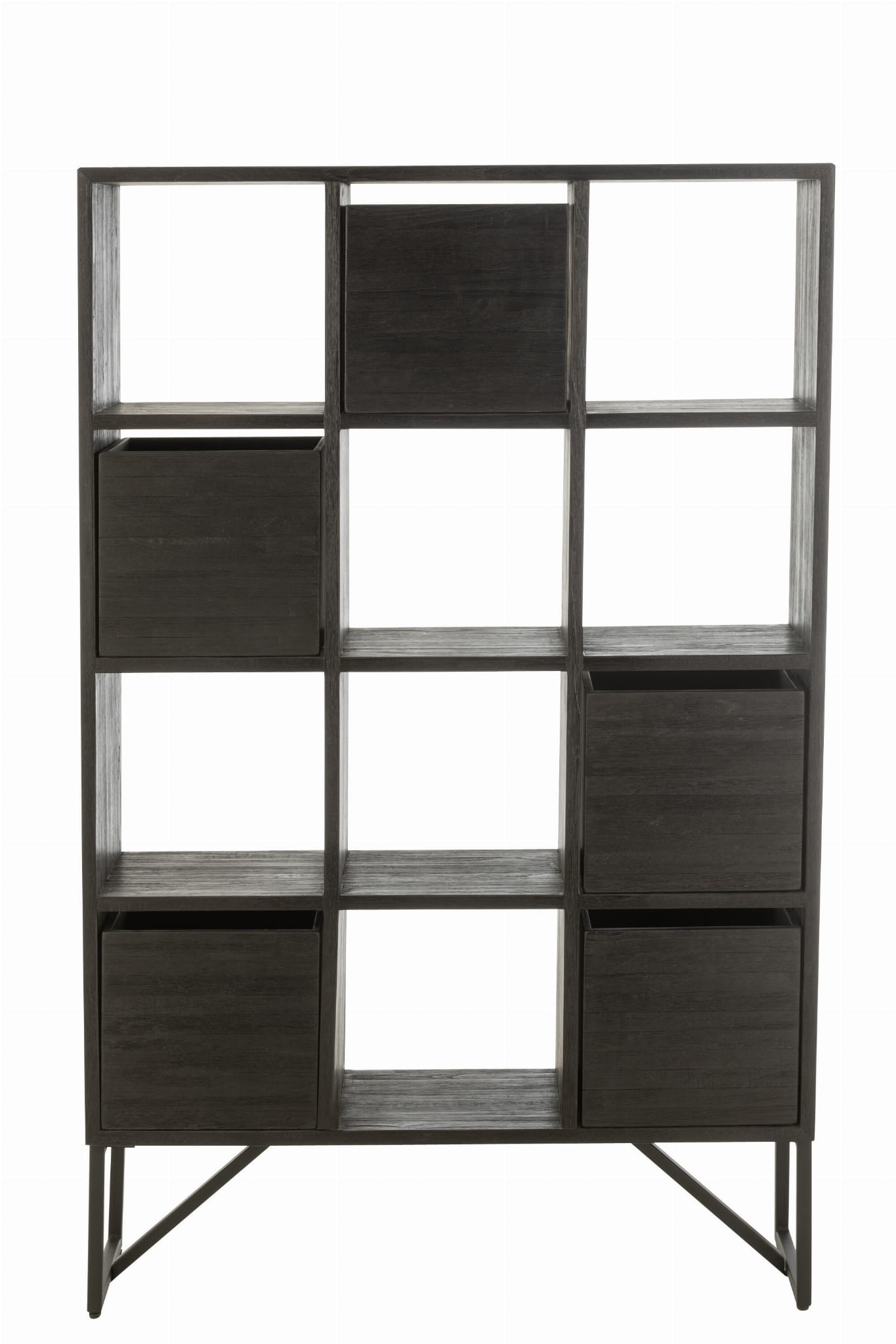Regał z szufladami NOIR TEAK z recyklingowanego drewna 100x30x158 cm