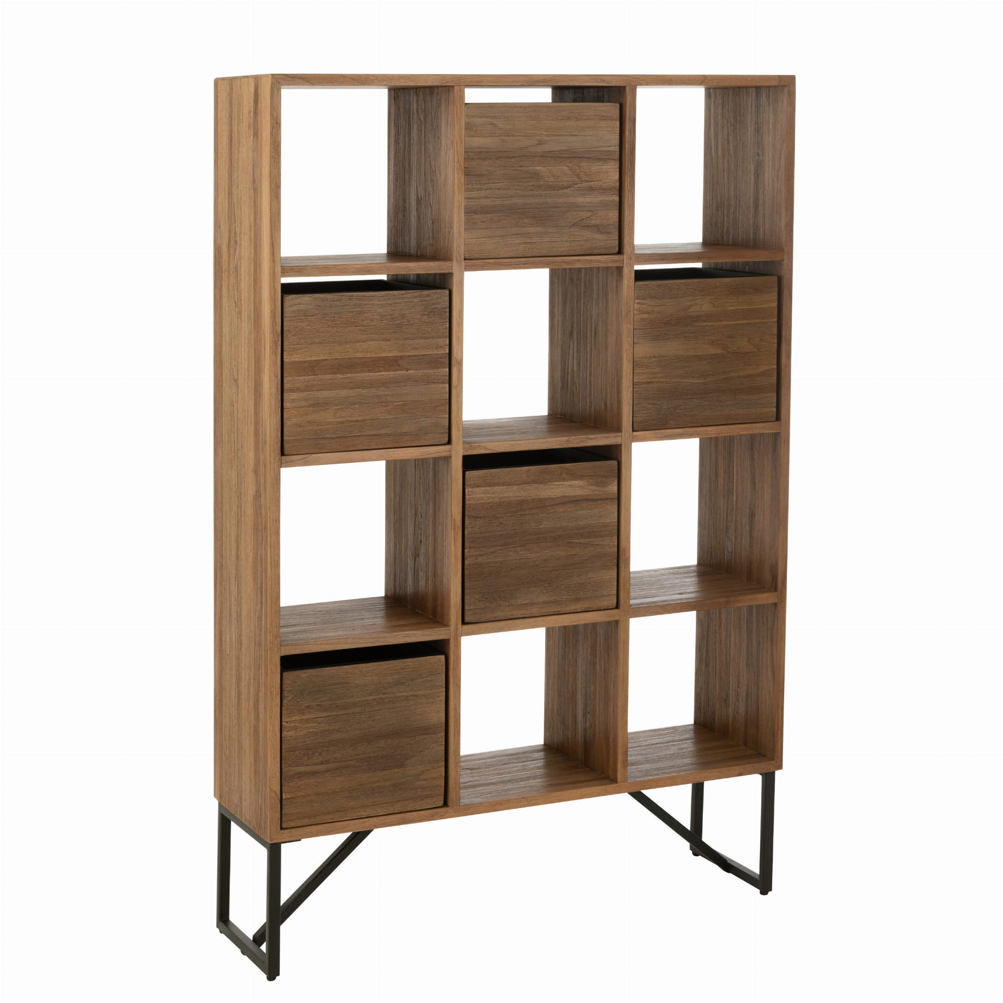 Regał z szufladami NATURAL TEAK z recyklingowanego drewna 100x30x158 cm