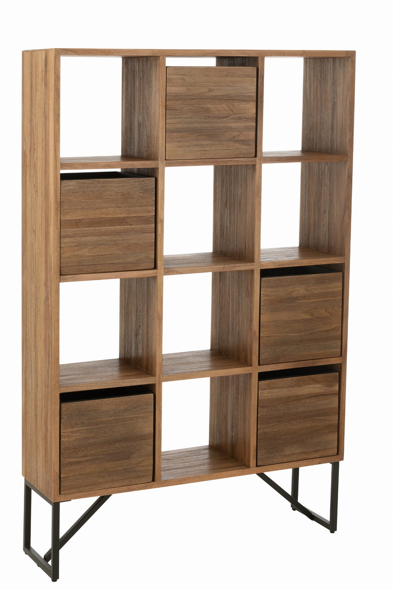 Regał z szufladami NATURAL TEAK z recyklingowanego drewna 100x30x158 cm