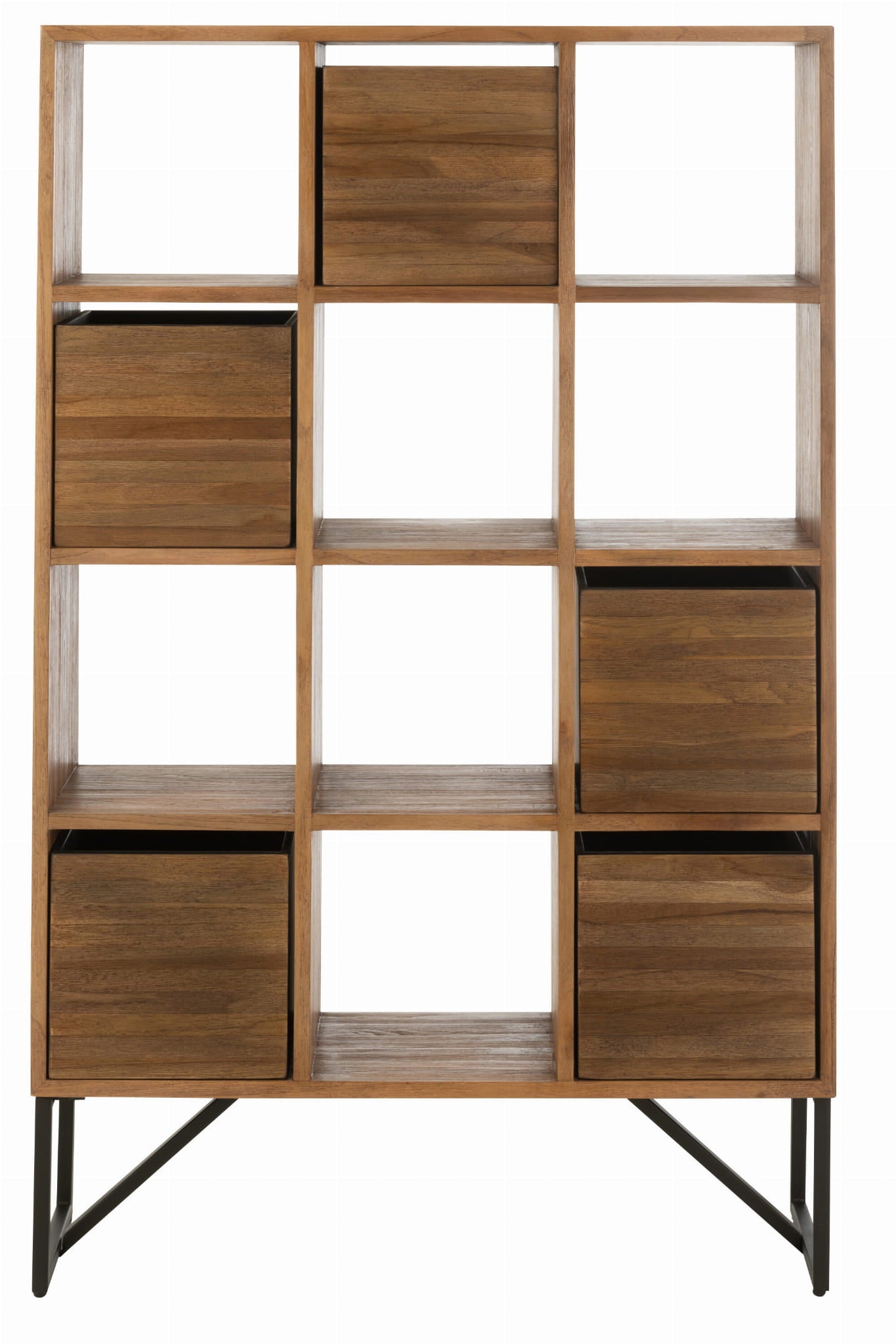 Regał z szufladami NATURAL TEAK z recyklingowanego drewna 100x30x158 cm