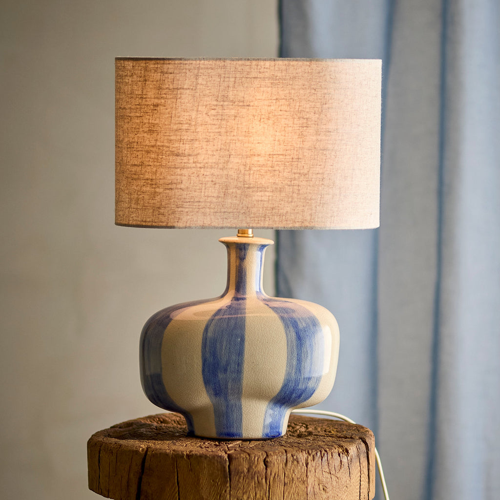 Lampa stołowa ALIDA w pasy niebieska 46 cm