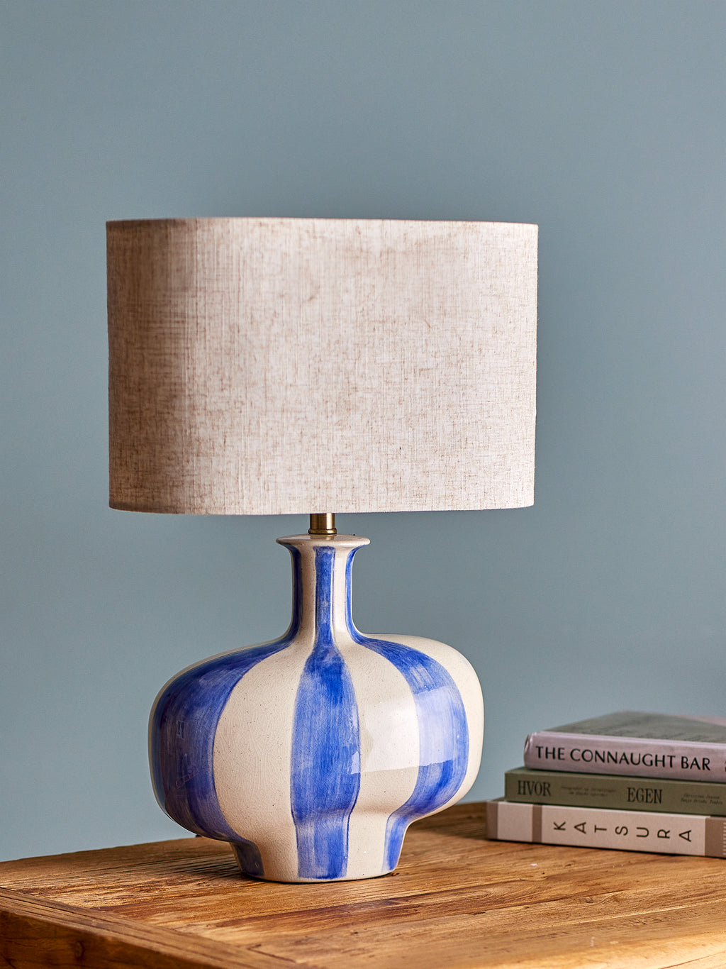 Lampa stołowa ALIDA w pasy niebieska 46 cm