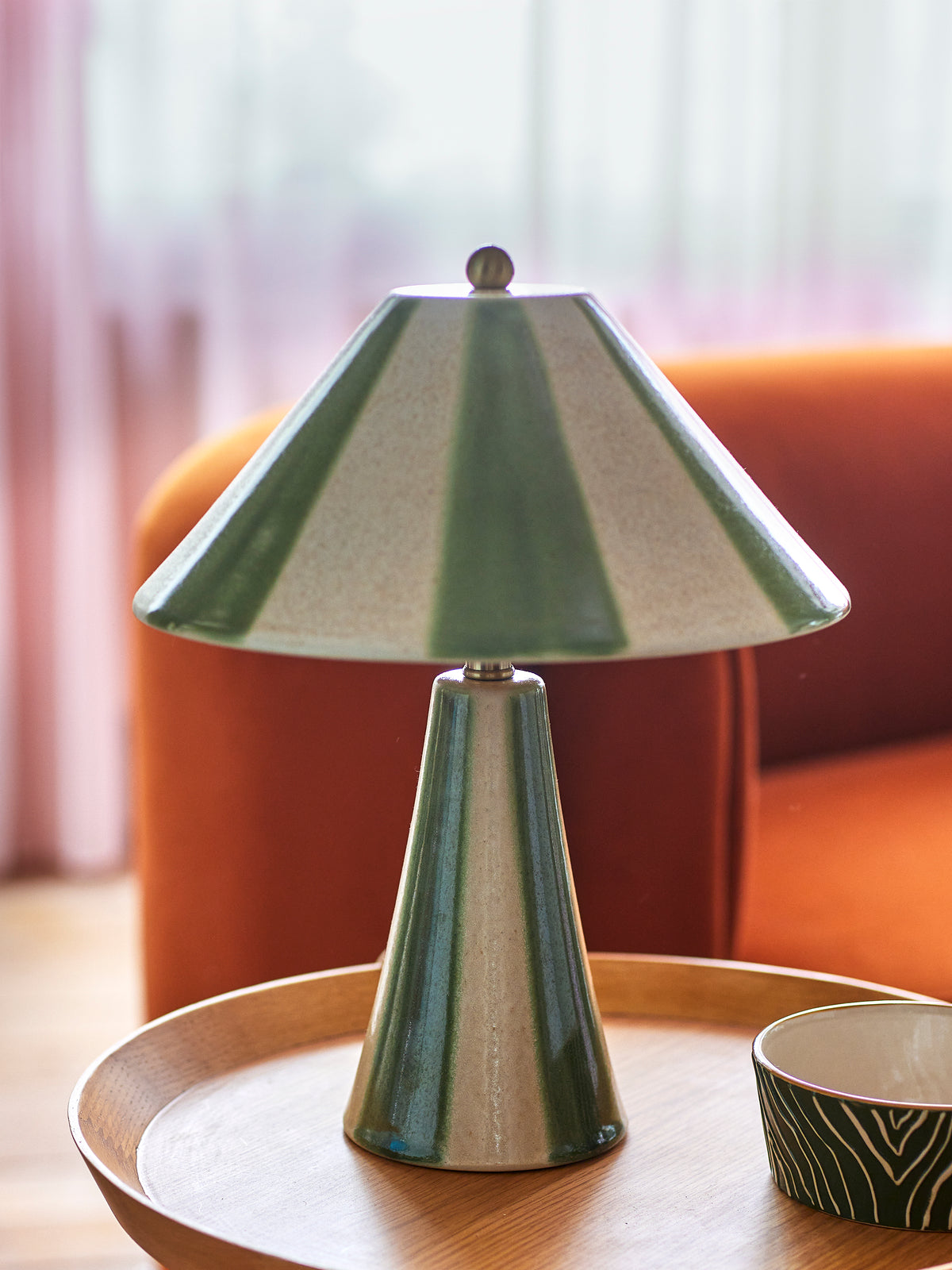 Lampa stołowa Olive w pasy zielony 35 cm