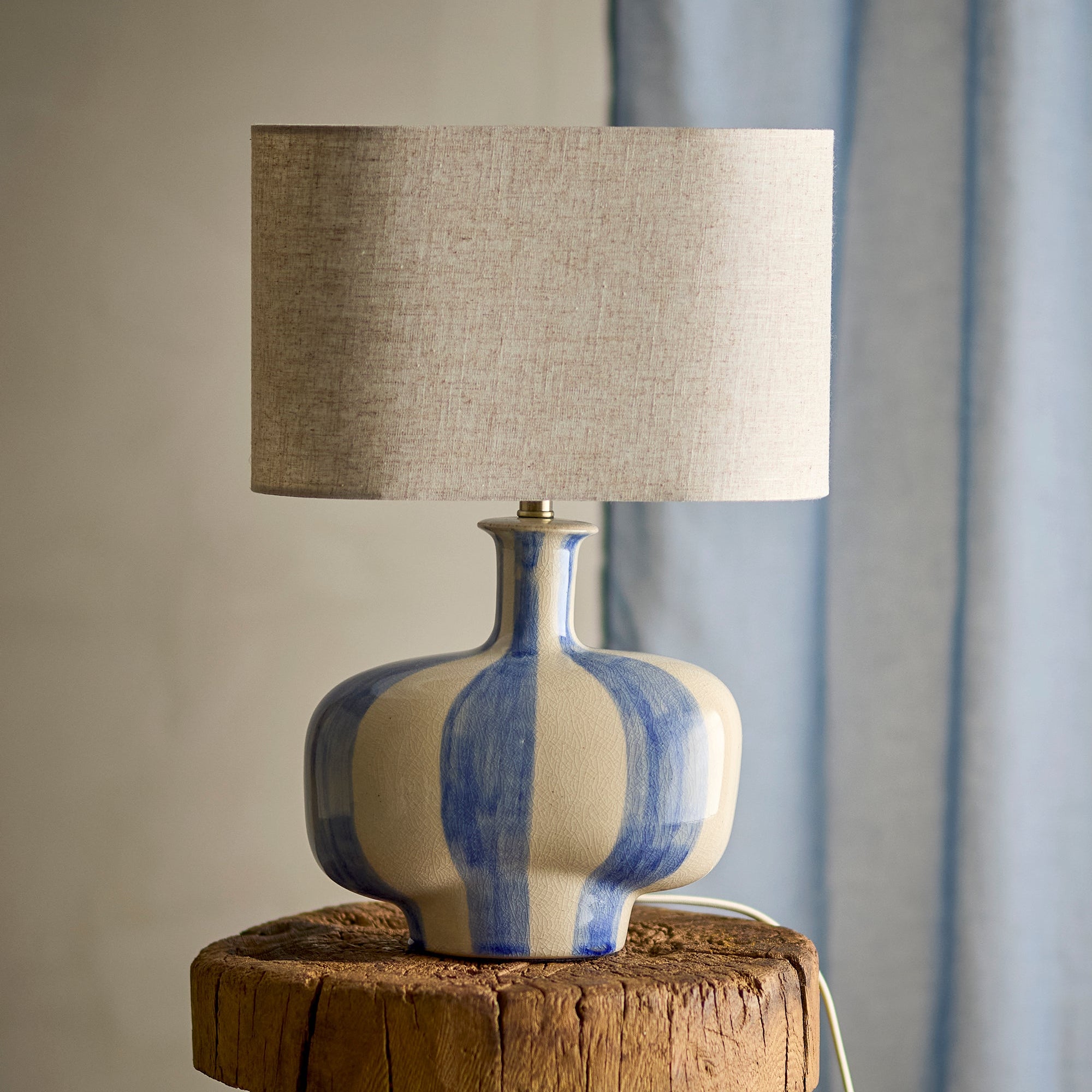 Lampa stołowa ALIDA w pasy niebieska 46 cm