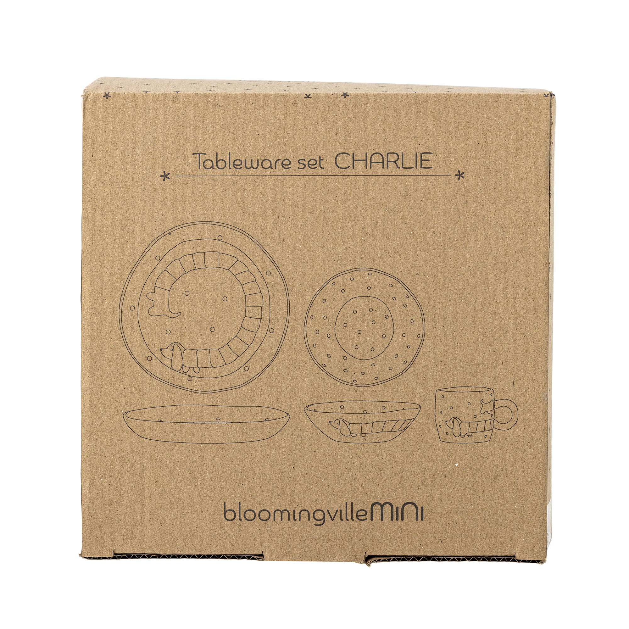 Bloomingville CHARLIE Ceramiczny Zestaw Naczyń dla Dzieci / 3 El. Piesek Bloomingville