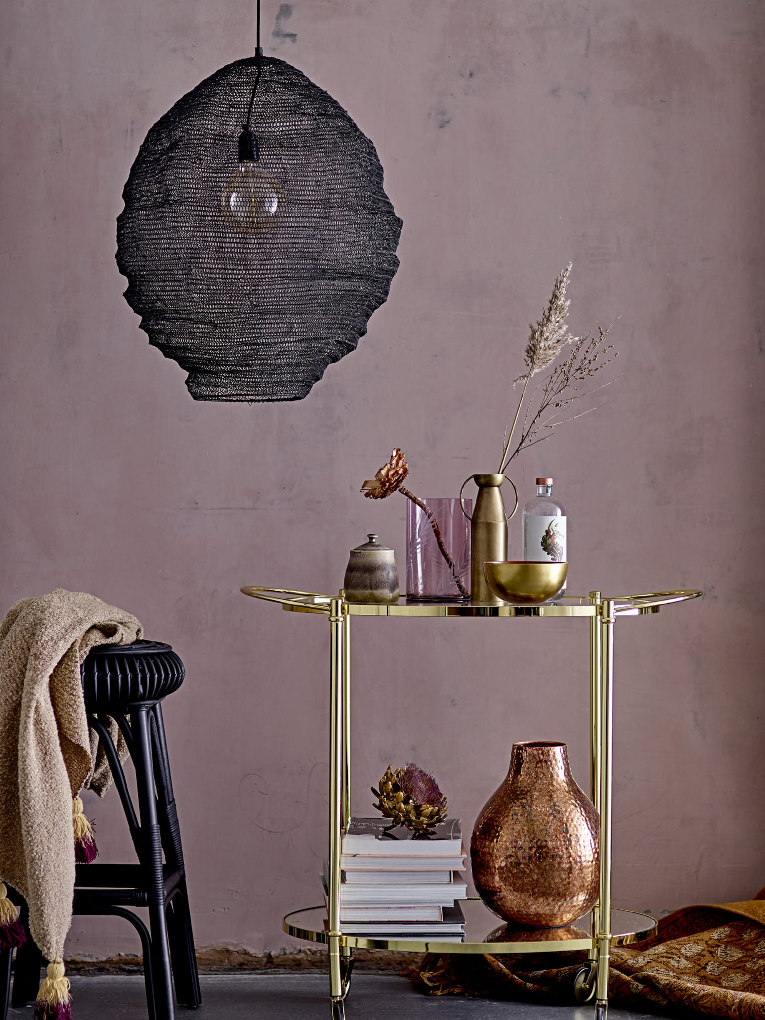 Elegancki stół barowy złoty szklany 86x46xH81 cm Bloomingville