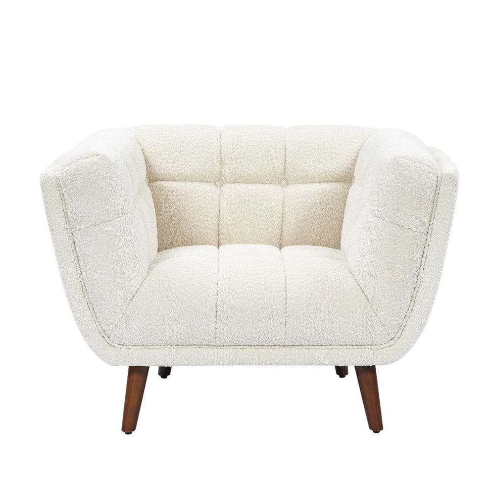 Fotel Beryl pikowany boucle kremowy 110x90x76cm Zago