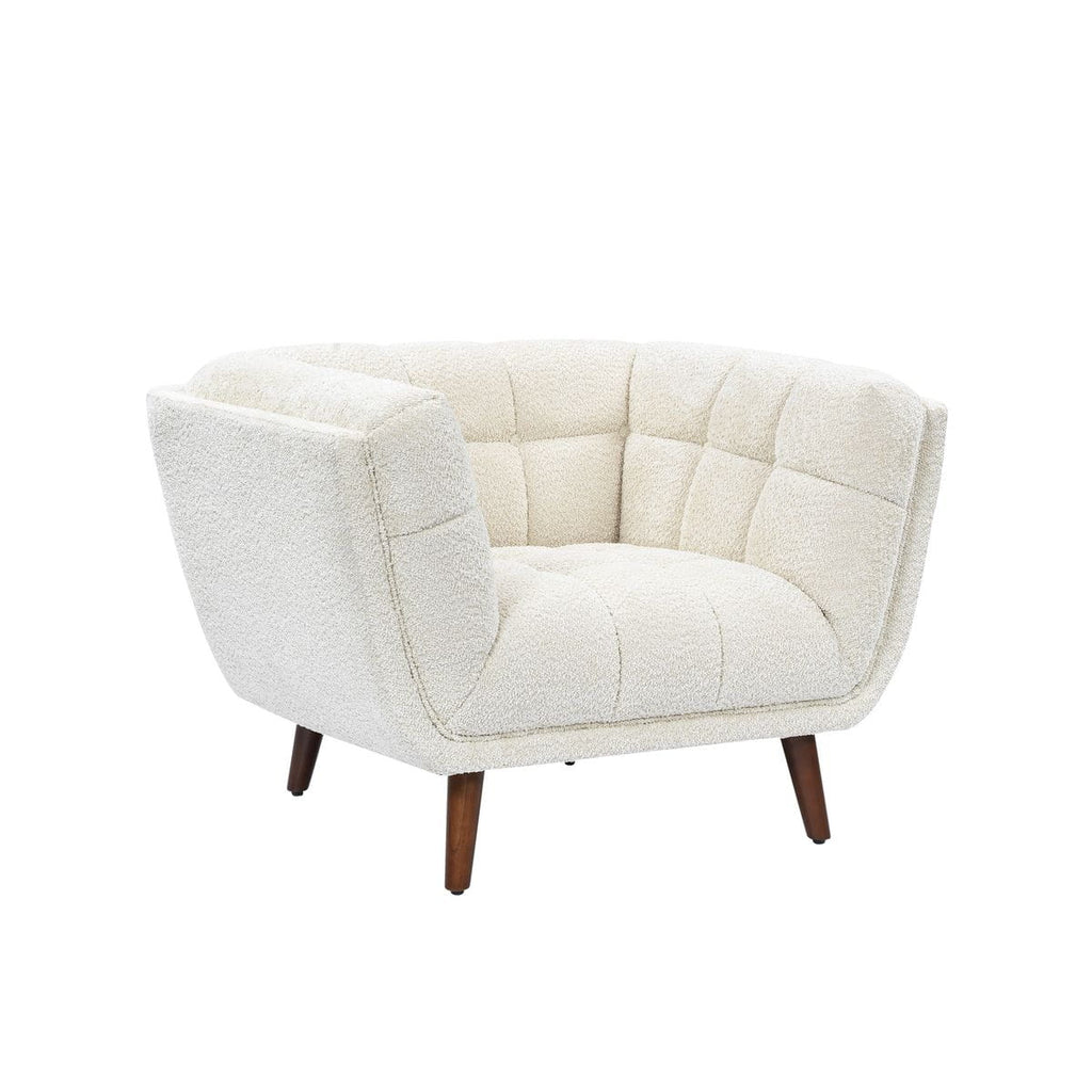 Fotel Beryl pikowany boucle kremowy 110x90x76cm Zago