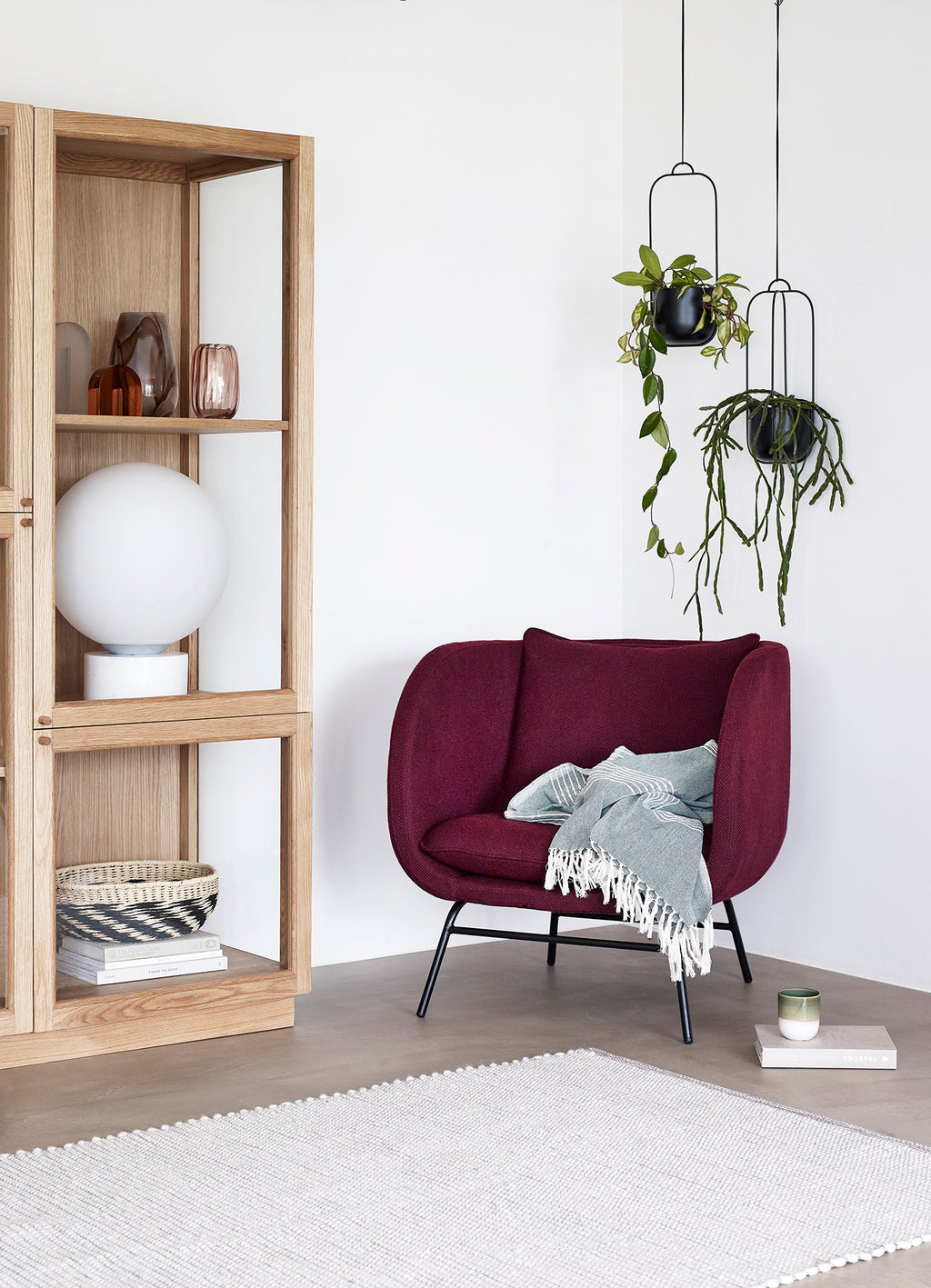 Fotel Modern bordowy 80x77x80 cm Hübsch