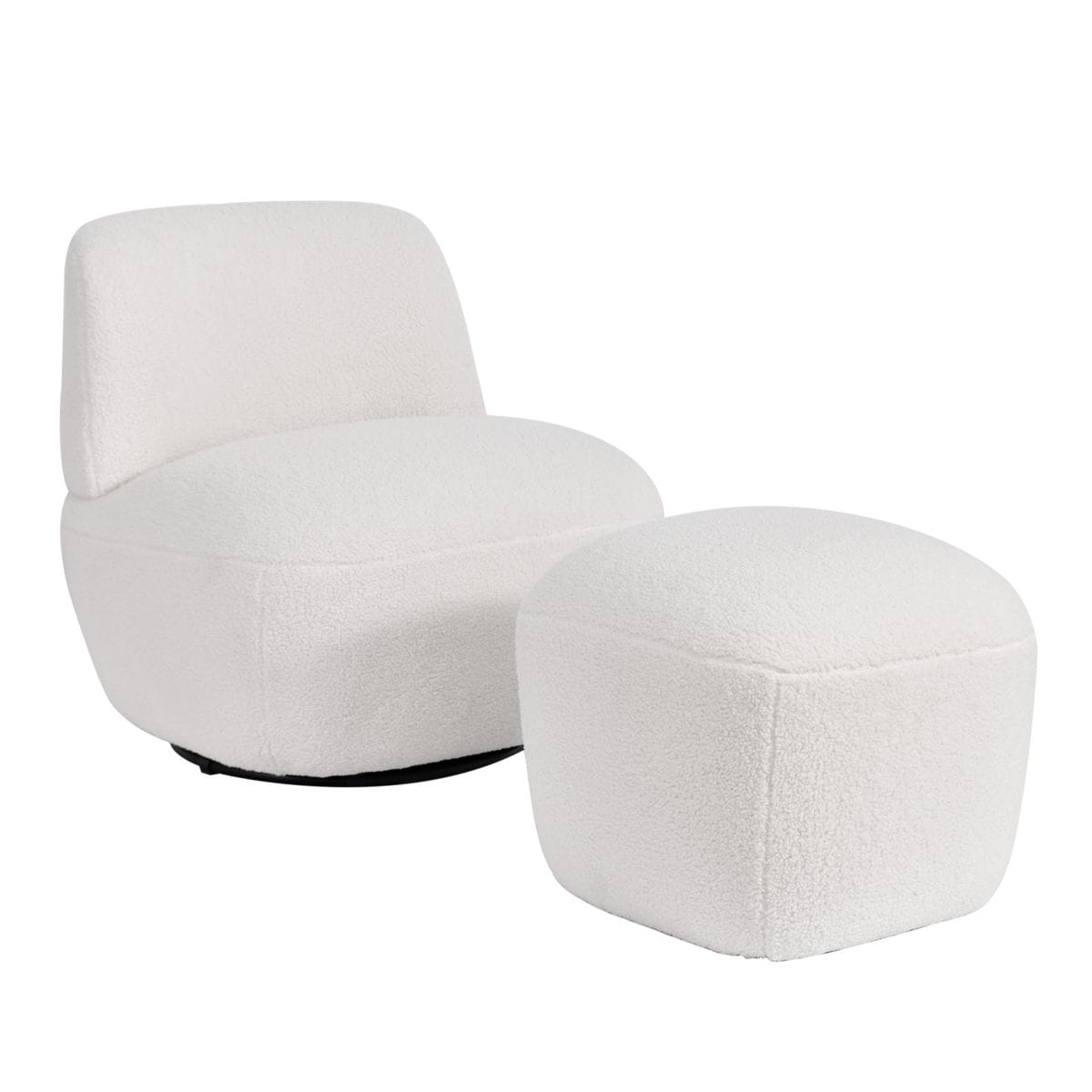Fotel obrotowy Lana biały ecru 68x76x70 cm boucle Zago
