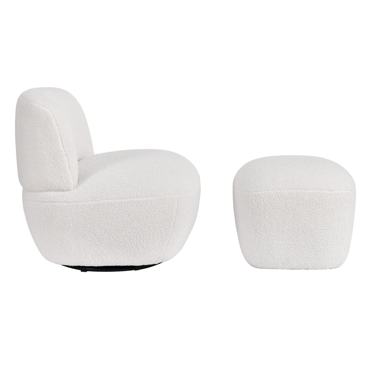 Fotel obrotowy Lana biały ecru 68x76x70 cm boucle Zago