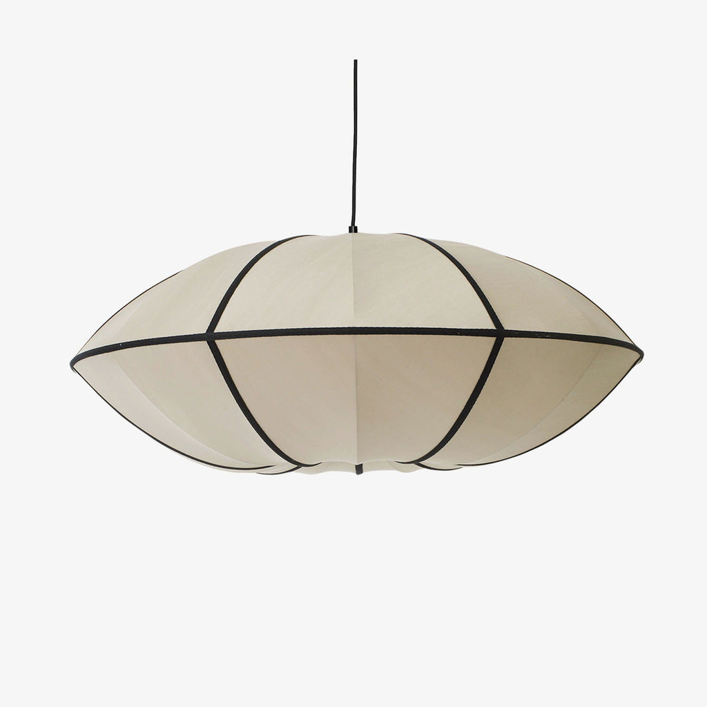 Jedwabna lampa sufitowa Indochina Classic Ufo ø70x27cm czarna lamówka OI SOI OI