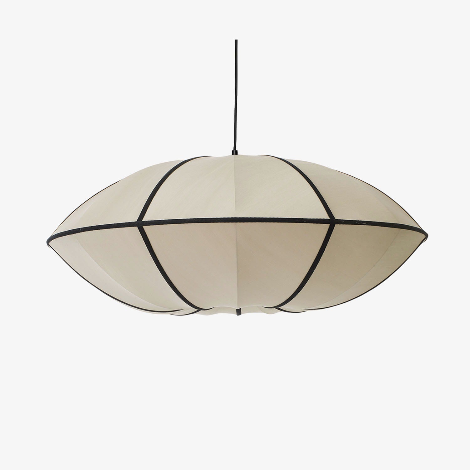 Jedwabna lampa sufitowa Indochina Classic Ufo ø70x27cm czarna lamówka OI SOI OI