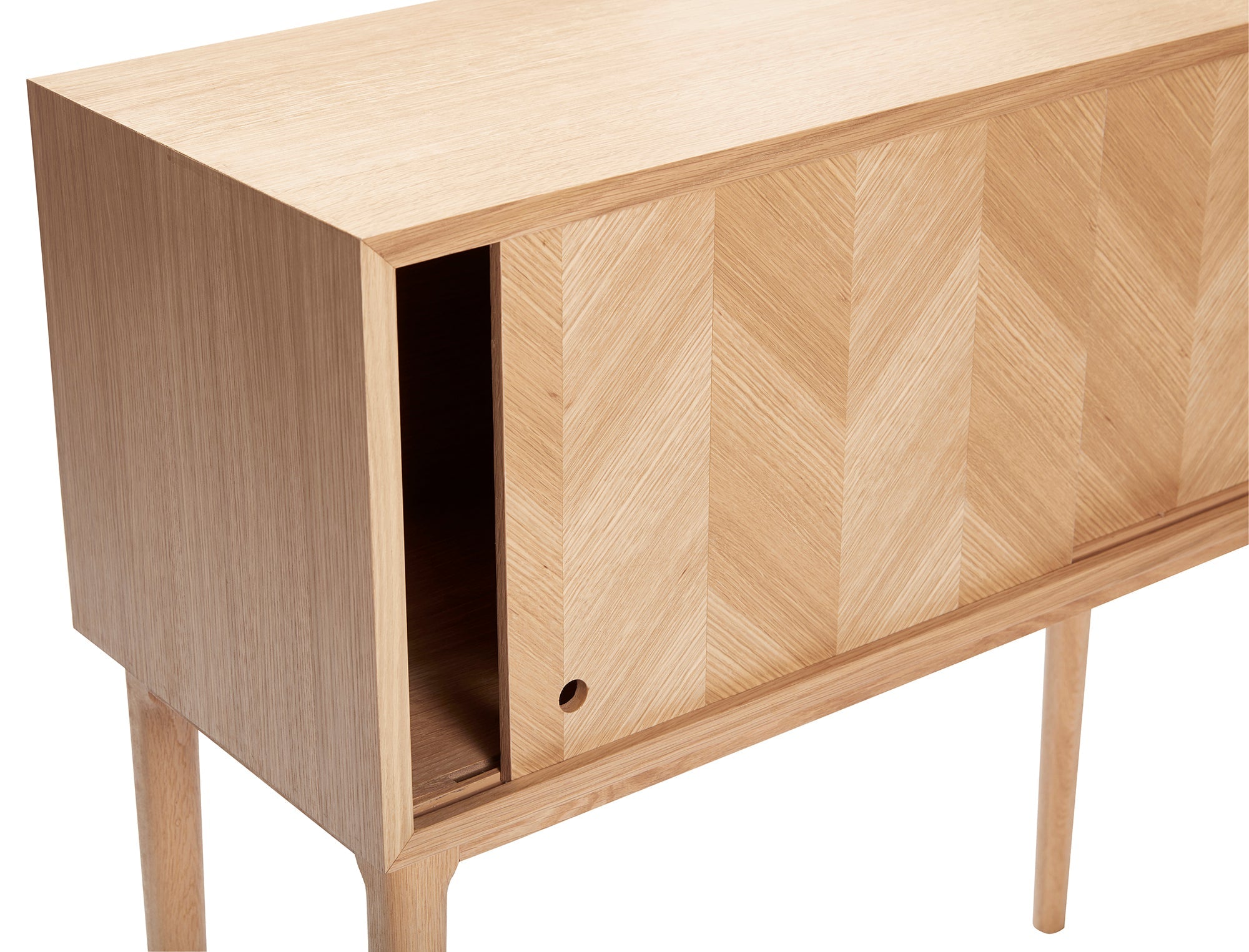 Komoda Herringbone w jodełkę dębowa 90x90 cm Hübsch