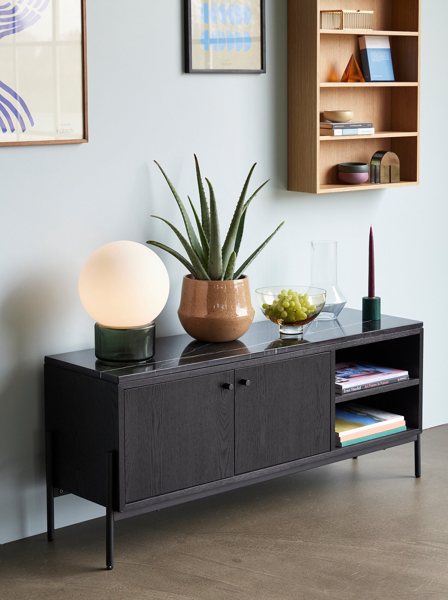 Komoda Nobu marmur jesion czarna 120x35x51cm Hübsch