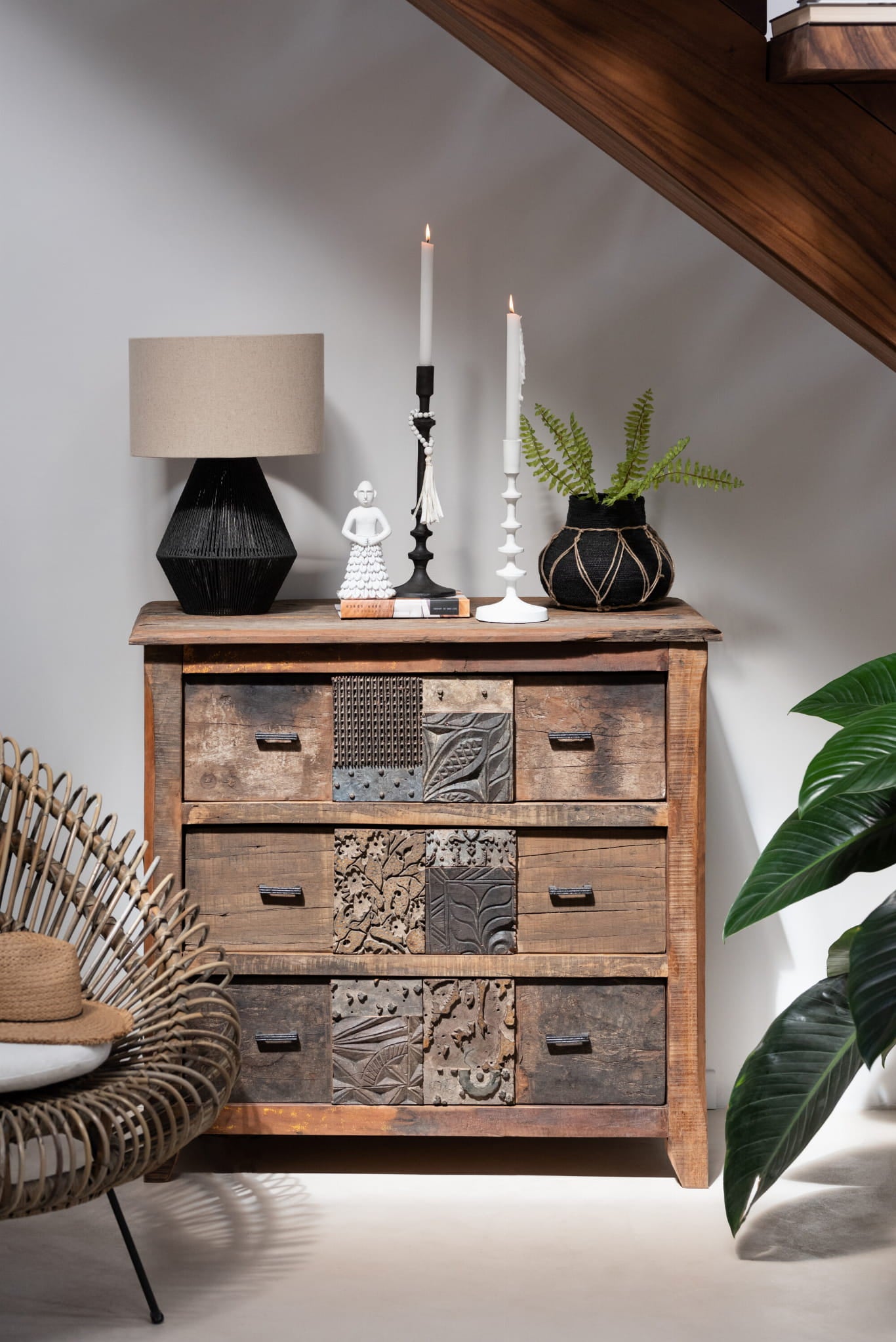 Komoda VINTAGE 100x50x95 cm z drewna z recyklingu J - LINE