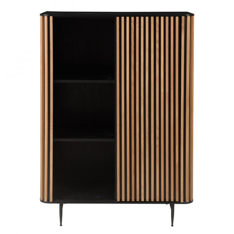 Komoda wysoka Linea dębowe lamele drewniana 135x45x98cm Zago