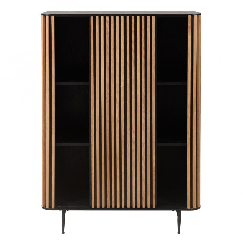 Komoda wysoka Linea dębowe lamele drewniana 135x45x98cm Zago
