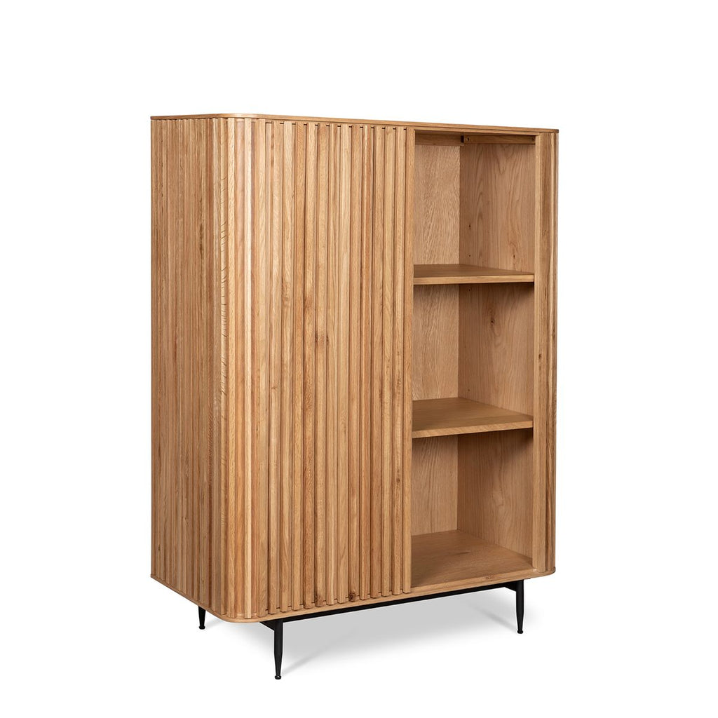 Komoda wysoka Linea dębowe lamele drewniana 135x45x98cm Zago