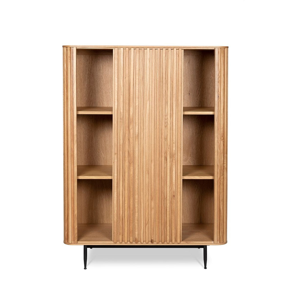 Komoda wysoka Linea dębowe lamele drewniana 135x45x98cm Zago