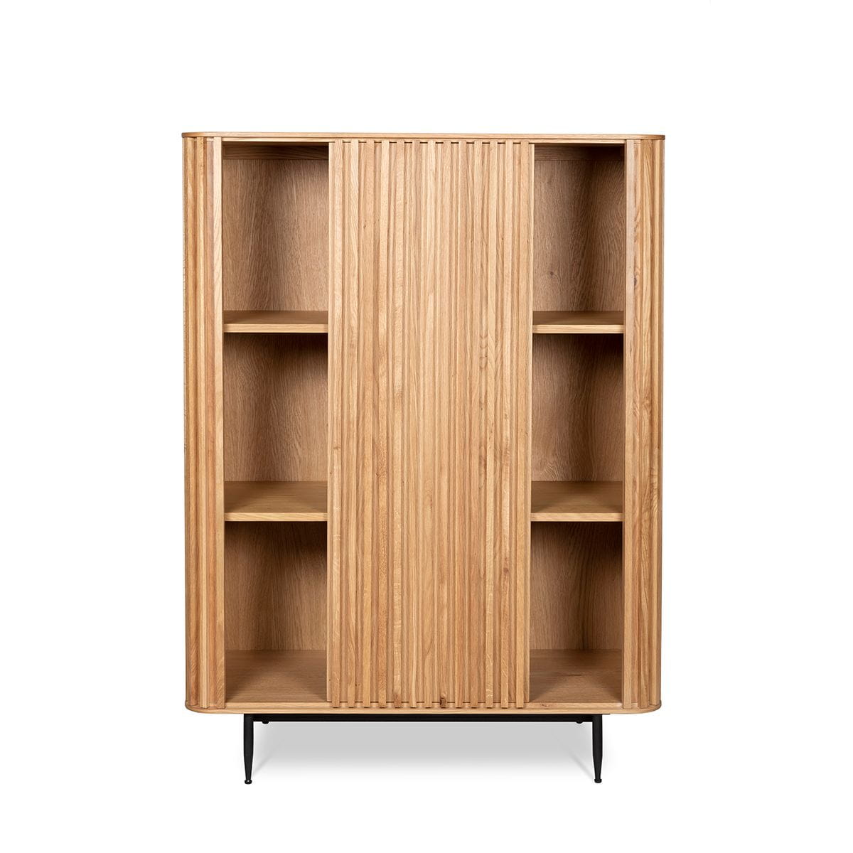 Komoda wysoka Linea dębowe lamele drewniana 135x45x98cm Zago