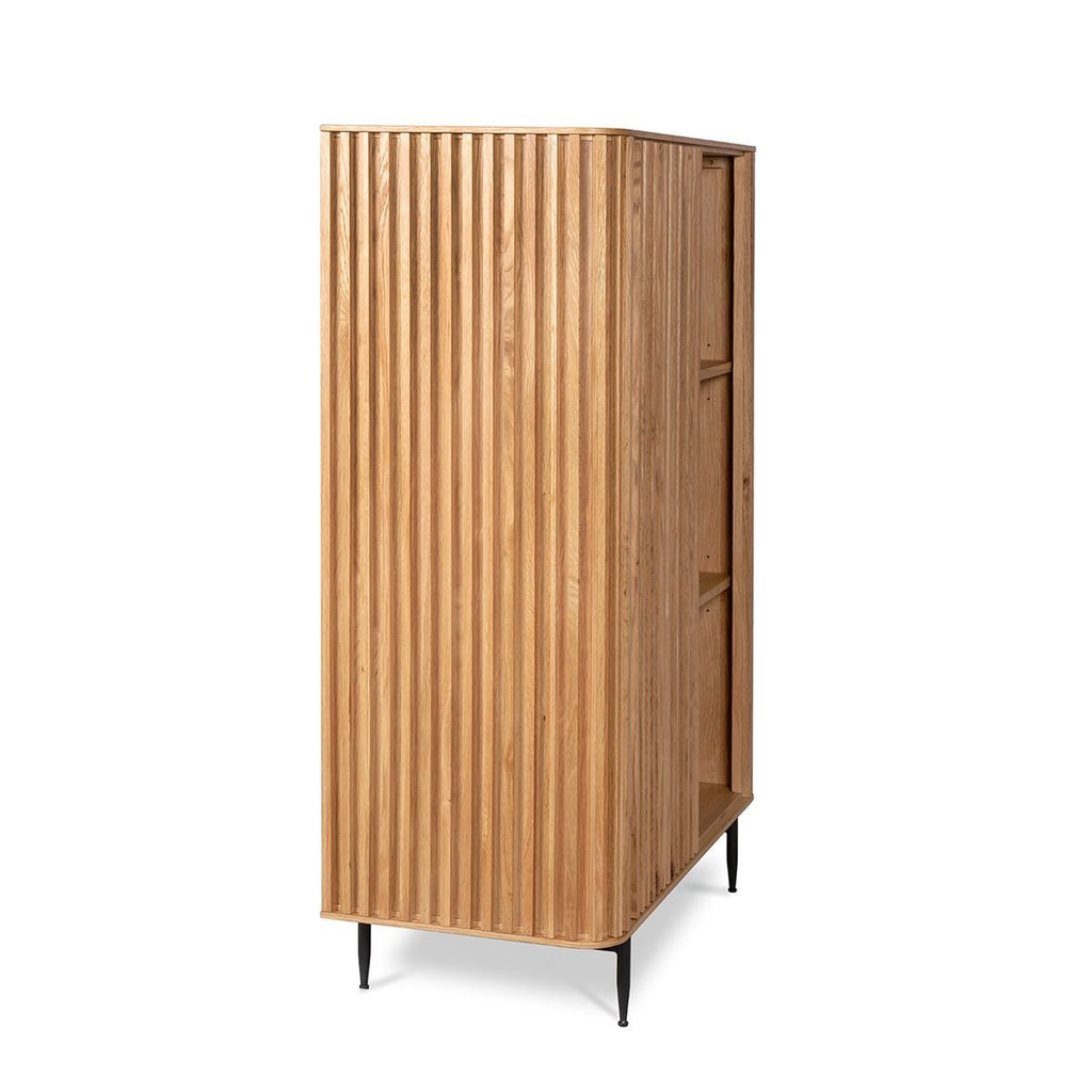 Komoda wysoka Linea dębowe lamele drewniana 135x45x98cm Zago