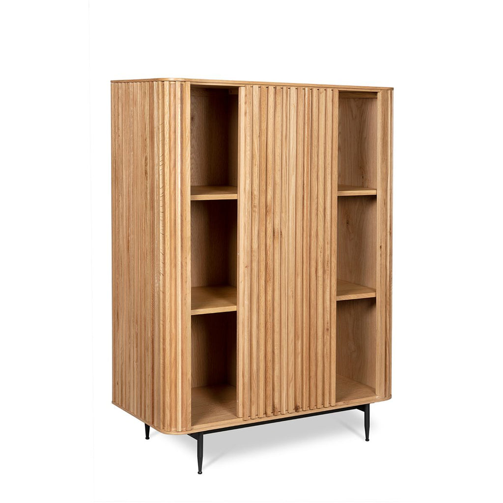 Komoda wysoka Linea dębowe lamele drewniana 135x45x98cm Zago