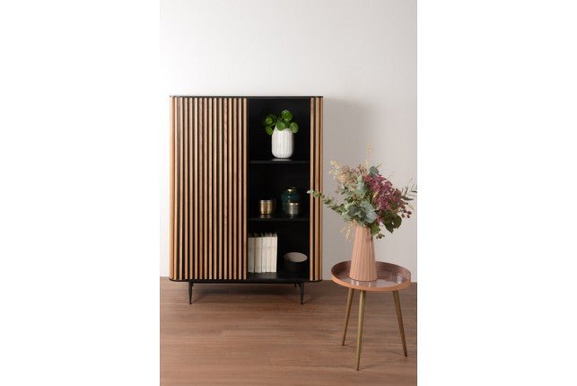 Komoda wysoka Linea dębowe lamele drewniana 135x45x98cm Zago