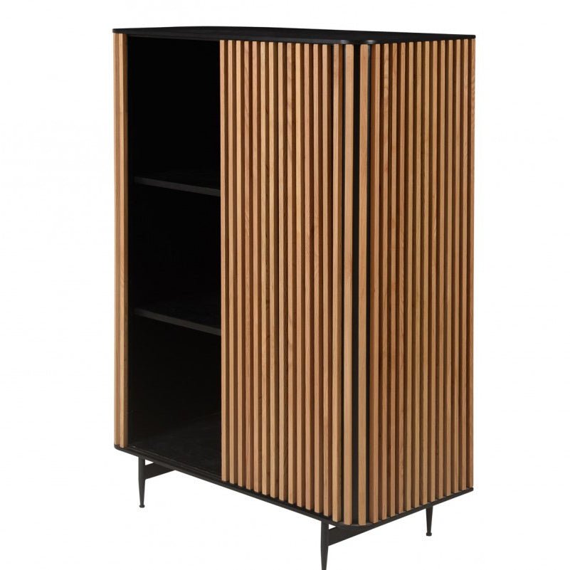 Komoda wysoka Linea dębowe lamele drewniana 135x45x98cm Zago