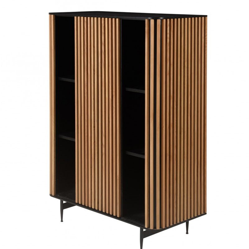 Komoda wysoka Linea dębowe lamele drewniana 135x45x98cm Zago