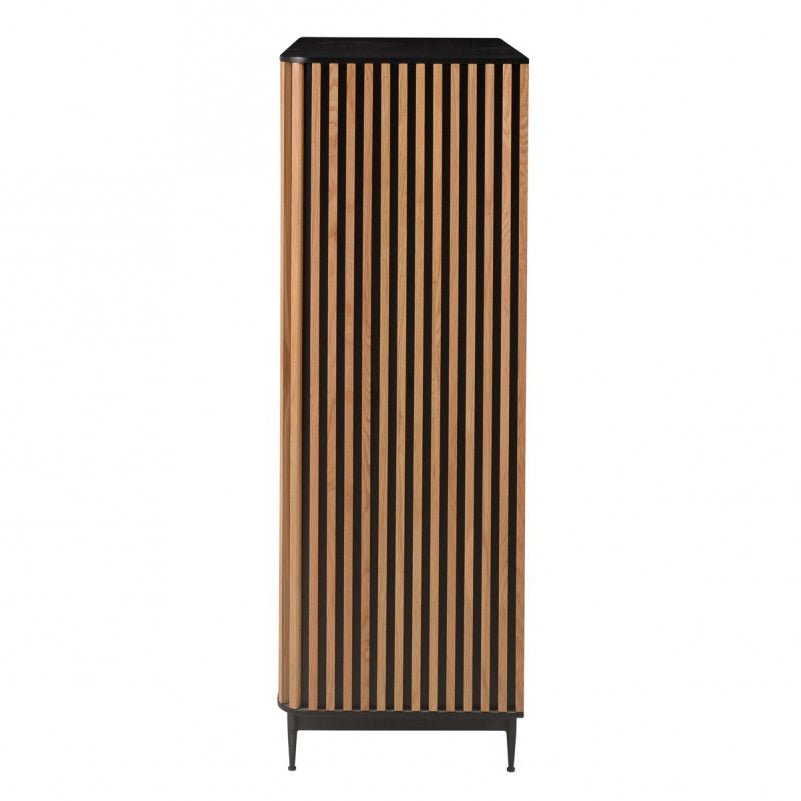 Komoda wysoka Linea dębowe lamele drewniana 135x45x98cm Zago