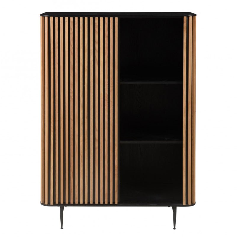 Komoda wysoka Linea dębowe lamele drewniana 135x45x98cm Zago