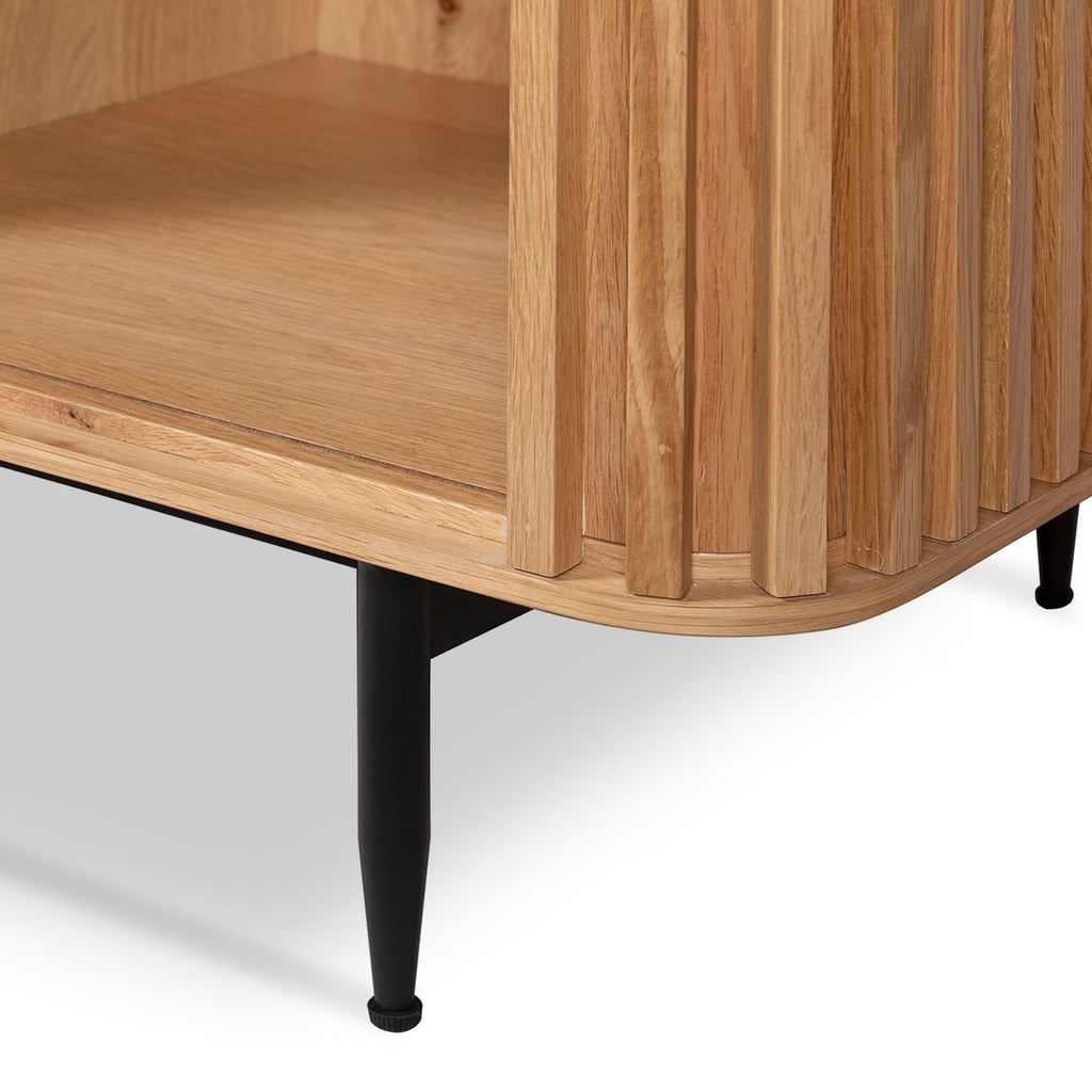 Komoda wysoka Linea dębowe lamele drewniana 135x45x98cm Zago