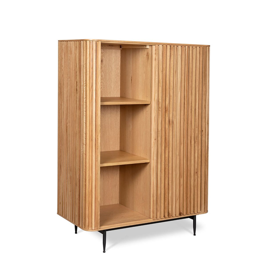 Komoda wysoka Linea dębowe lamele drewniana 135x45x98cm Zago