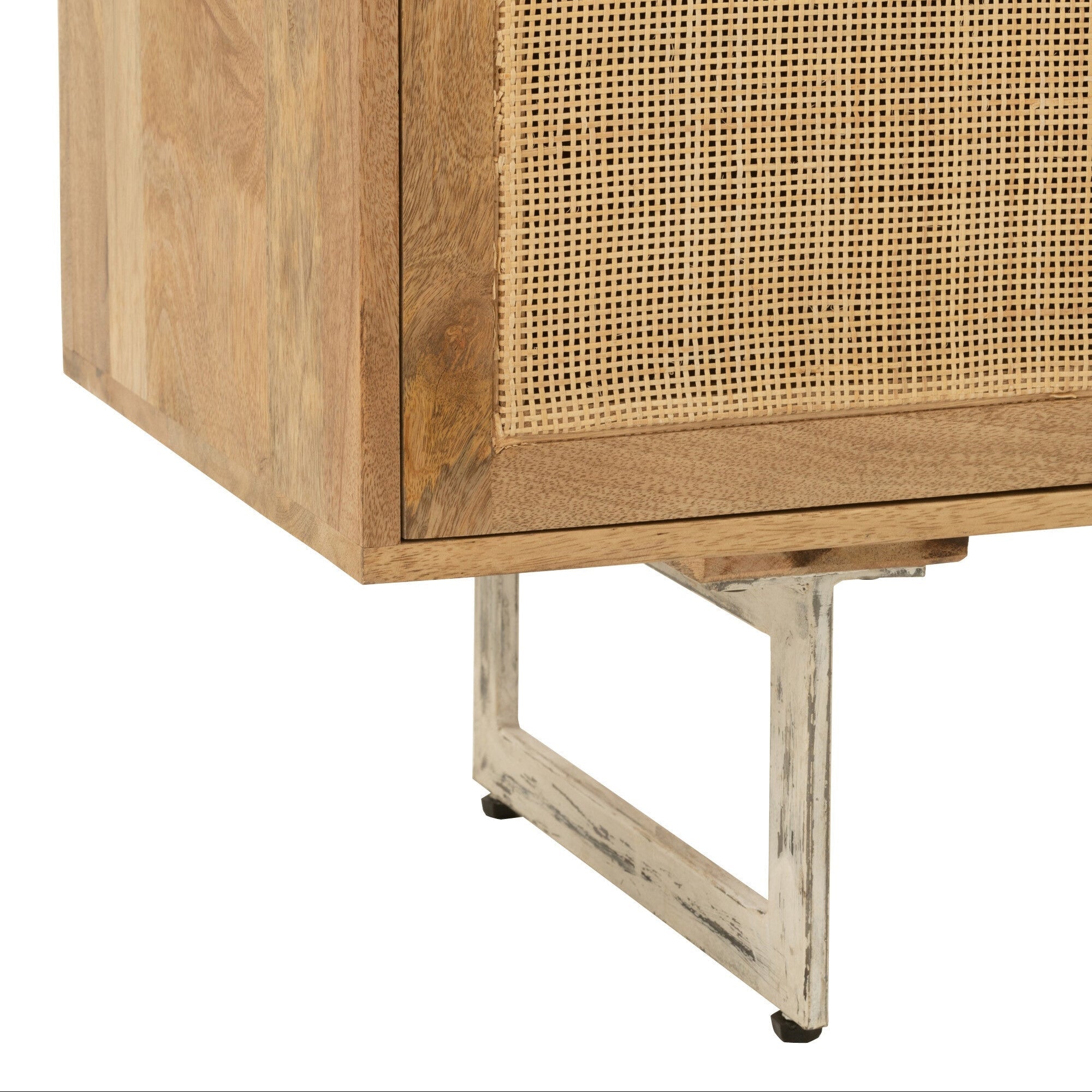 Komoda z drewna mango z rattanem 170 cm J - LINE