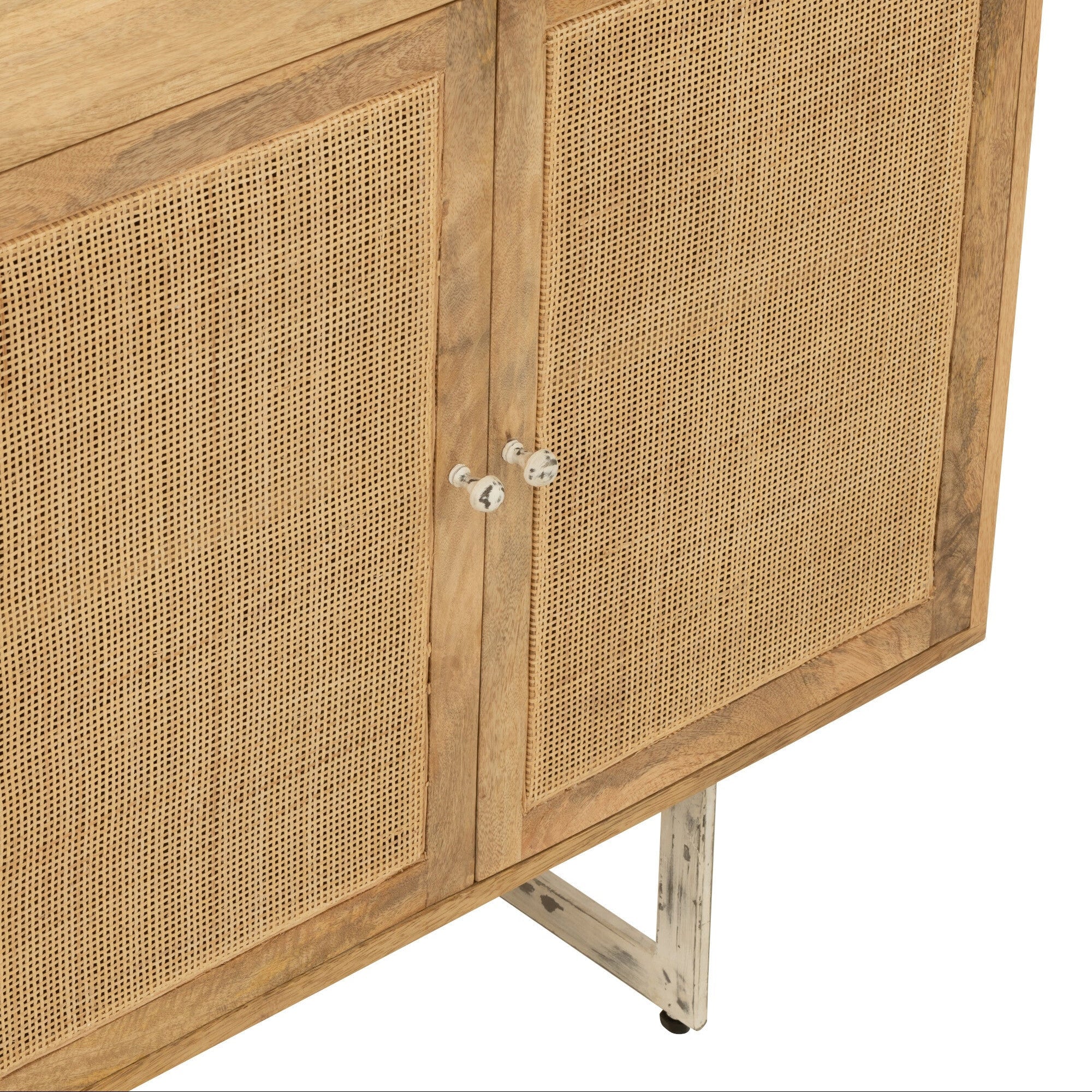 Komoda z drewna mango z rattanem 170 cm J - LINE