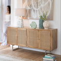 Komoda z drewna mango z rattanem 170 cm J - LINE