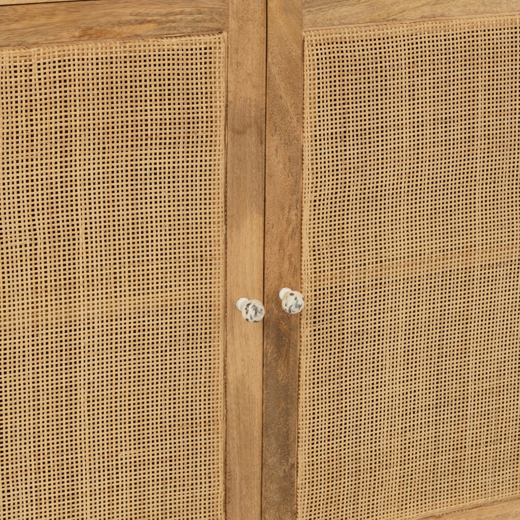 Komoda z drewna mango z rattanem 170 cm J - LINE
