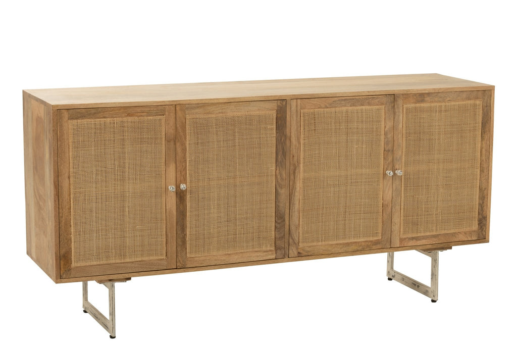 Komoda z drewna mango z rattanem 170 cm J - LINE