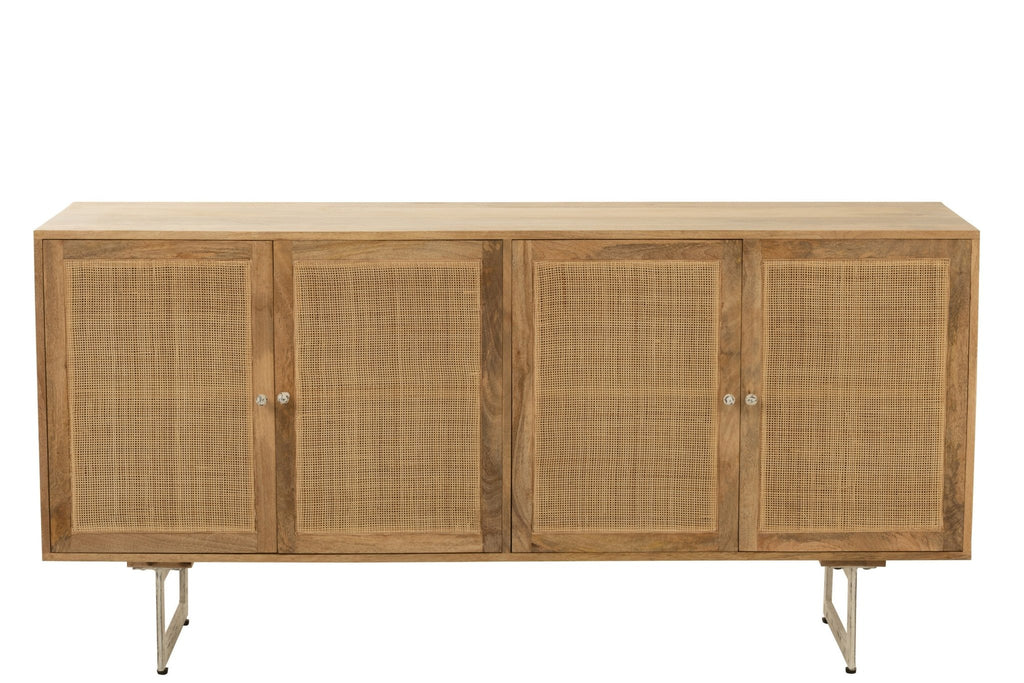 Komoda z drewna mango z rattanem 170 cm J - LINE