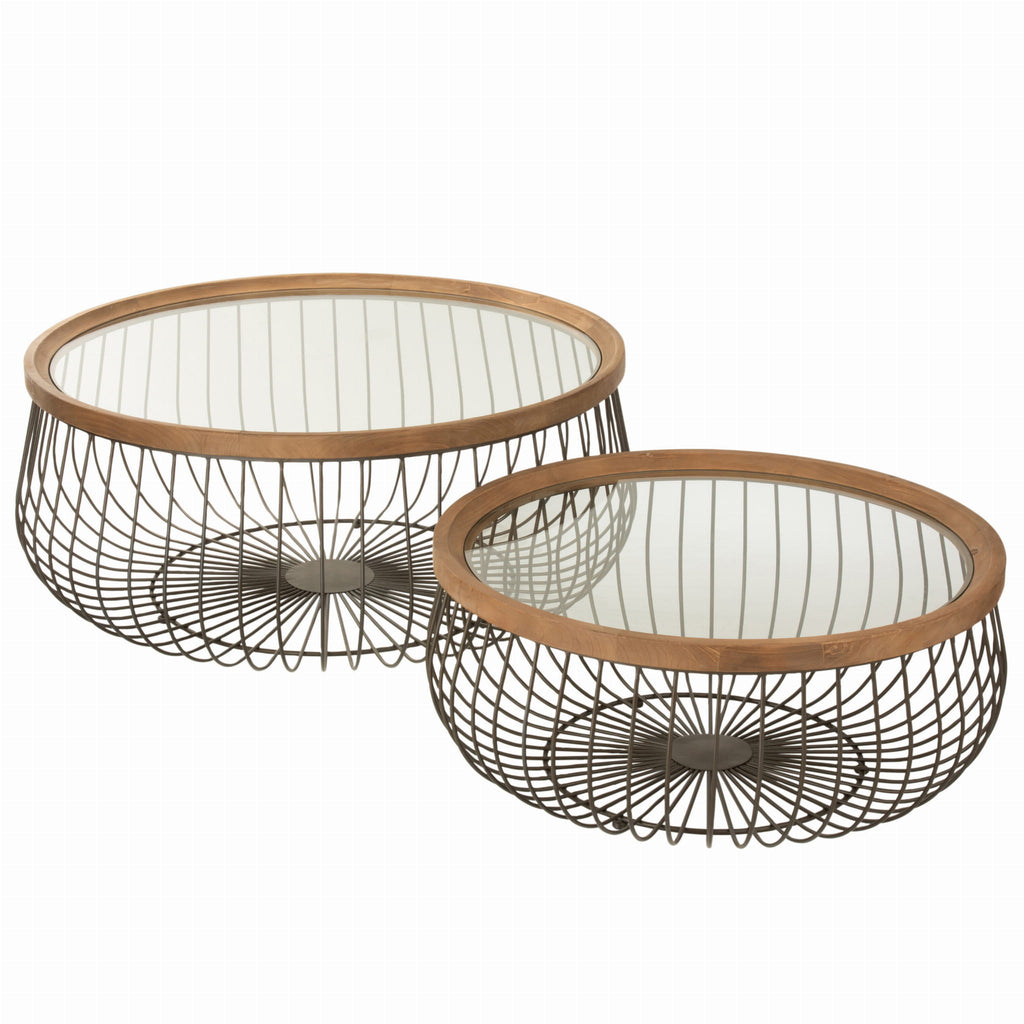 Komplet okrągłych stolików kawowych Śr.100 cm Śr.80 cm J - LINE