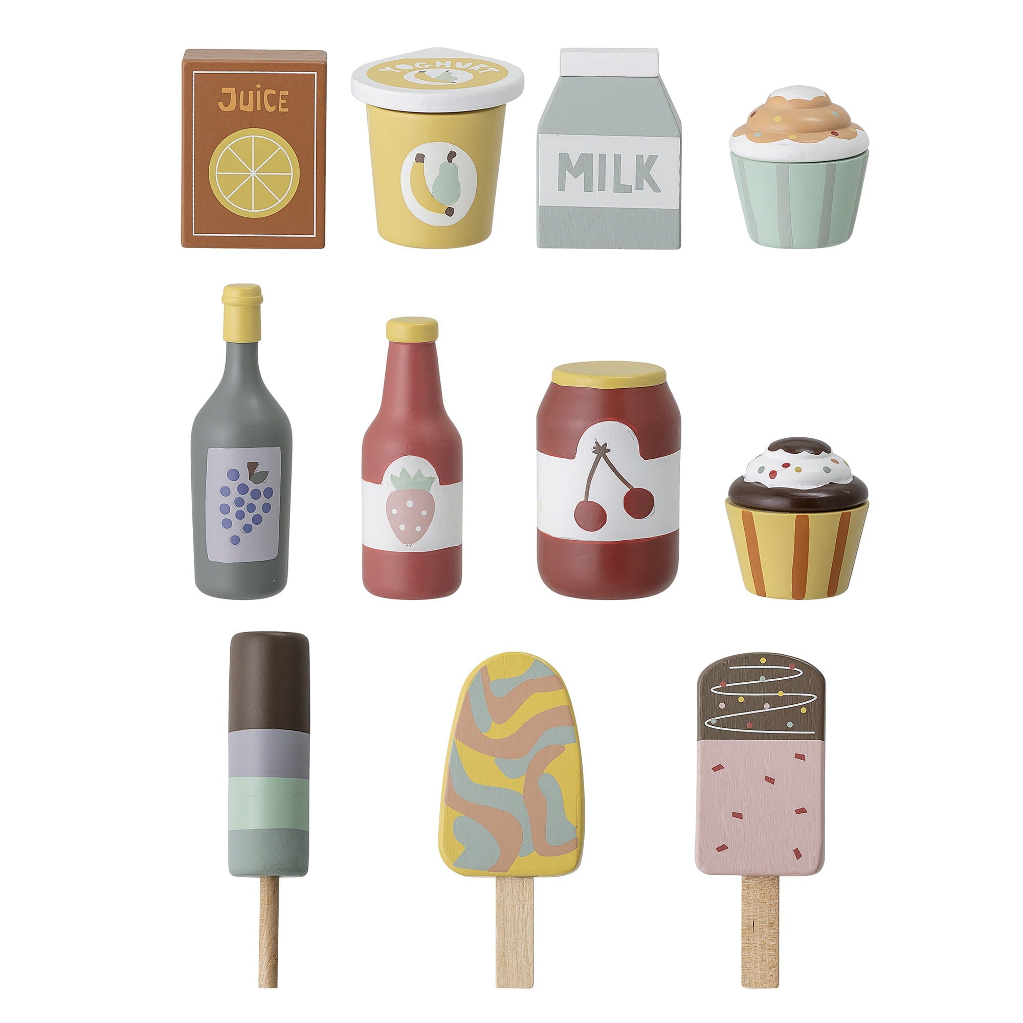 Komplet zabawkowy Yuliya Food drewniany produkty Bloomingville