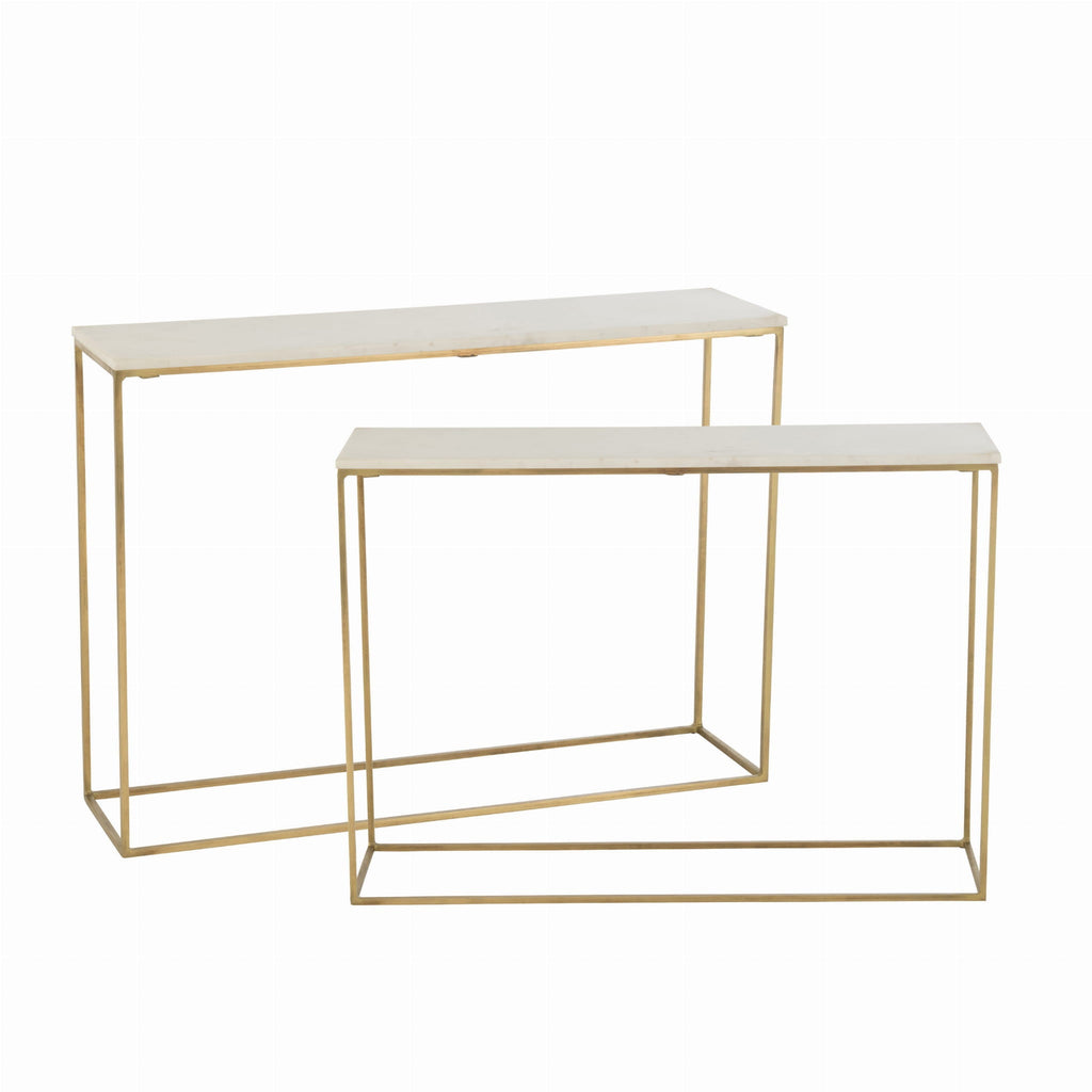 Konsola marmurowa metal złoto 85x21x67 cm J - LINE